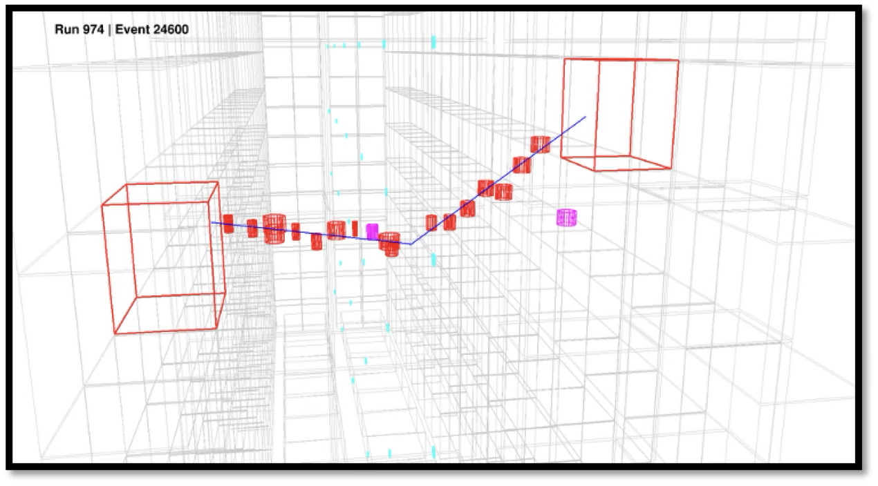 Two electron tracks in a real data event